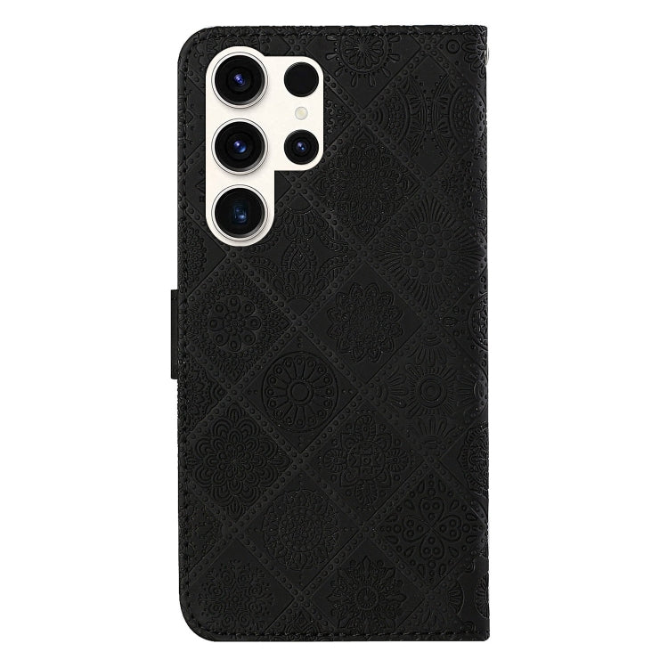 For Samsung Galaxy S25 Ultra 5G Ethnic Style Embossed Pattern Leather Phone Case(Black)