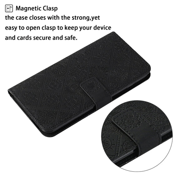 For Samsung Galaxy S25 Ultra 5G Ethnic Style Embossed Pattern Leather Phone Case(Black)