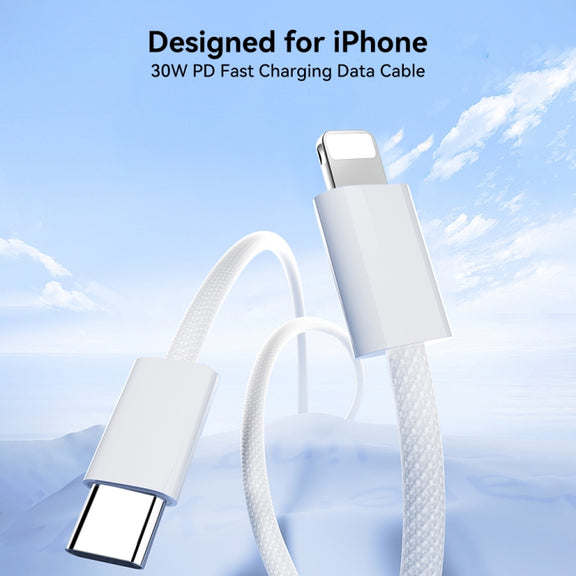 JOYROOM S-A45 30W USB-C / Type-C to 8 Pin Fast Charge Data Cable, Length: 1m(White)