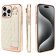 For iPhone 15 Pro Max VIETAO Rhombic Texture Wristband PU Phone Case(White) - free shipping - PMC TechLife - Order now!