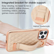 For iPhone 15 Pro Max VIETAO Rhombic Texture Wristband PU Phone Case(White)