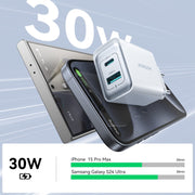 JOYROOM JR-TCF15 30W USB+USB-C / Type-C Fast Charger, Specification:EU Plug(White)