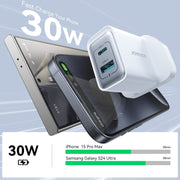 JOYROOM JR-TCF15 30W USB+USB-C / Type-C Fast Charger, Specification:UK Plug(White)