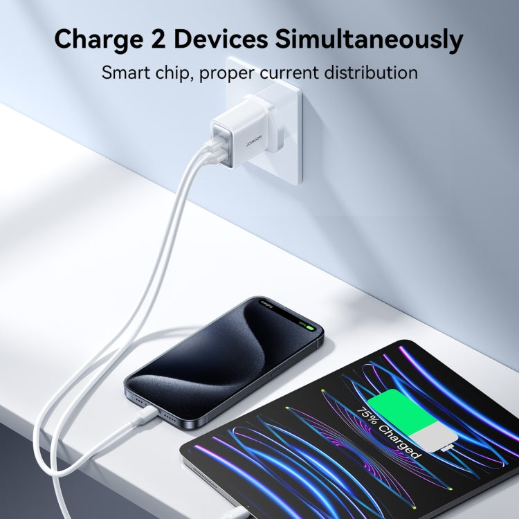 JOYROOM JR-TCF15 30W USB+USB-C / Type-C Fast Charger, Specification:UK Plug(White)