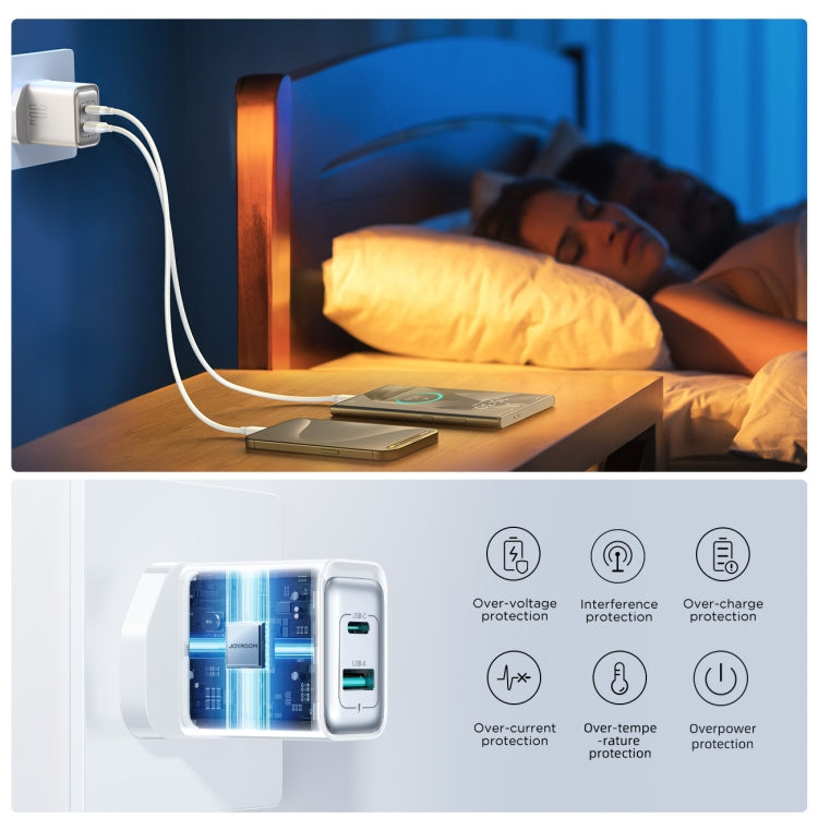 JOYROOM JR-TCF15 30W USB+USB-C / Type-C Fast Charger, Specification:UK Plug(White)