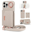For iPhone 15 Pro Max VIETAO Ring Holder Card Bag Phone Case with Lanyard(Grey) - iPhone 15 Pro Max Cases by VIETAO | Online Shopping South Africa | PMC TechLife | Buy Now Pay Later Mobicred