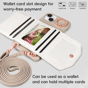For iPhone 15 Pro Max VIETAO Ring Holder Card Bag Phone Case with Lanyard(Grey)