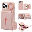 For iPhone 15 Pro Max VIETAO Ring Holder Wallet PU Phone Case with Lanyard(Pink) - free shipping - PMC TechLife - Order now!
