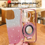 For Huawei Pura 70 Ultra Plated Gradient Glitter Round Holder TPU Phone Case(Pink)