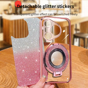 For Huawei Pura 70 Plated Gradient Glitter Round Holder TPU Phone Case(Black)