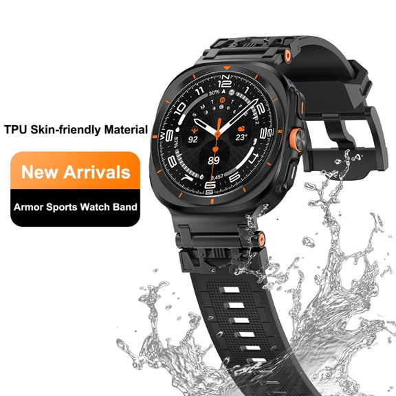 For Samsung Galaxy Watch UItra 47mm Armor TPU Sports Watch Band(Light Blue Silver)