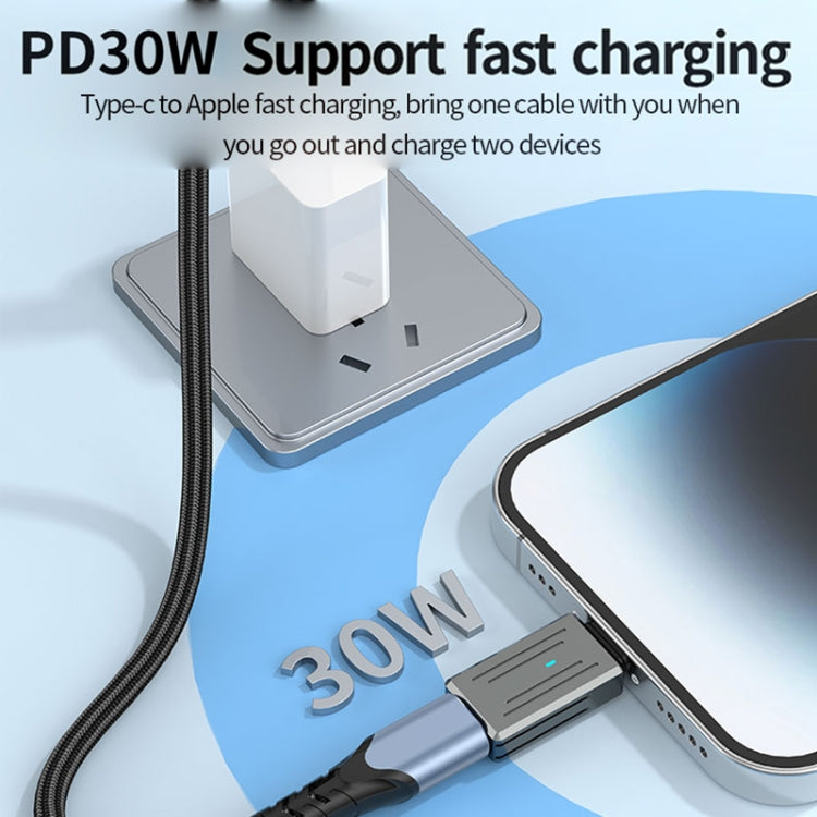 8 Pin Male to USB-C / Type-C Female Zinc Alloy PD Adapter, Support Fast Charging / Data Transmission(Gun Metal)