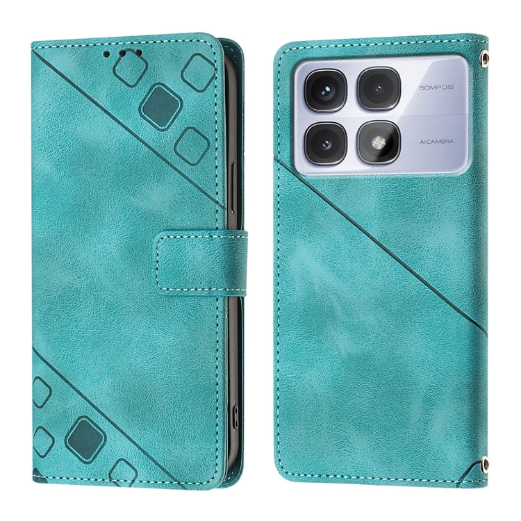 For Redmi K70 Ultra 5G Global Skin-feel Embossed Leather Phone Case(Green)
