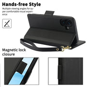 For iPhone 16 Side Buckle RFID Anti-theft Leather Phone Case(Black)