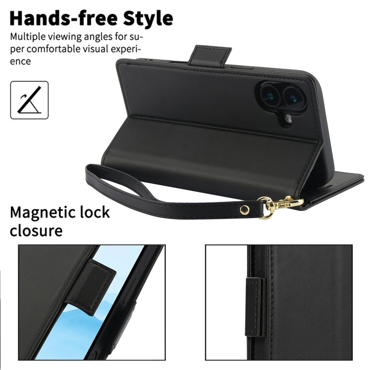 For iPhone 16 Side Buckle RFID Anti-theft Leather Phone Case(Black)