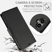 For iPhone 16 Side Buckle RFID Anti-theft Leather Phone Case(Black)