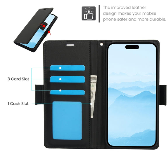 For iPhone 16 Side Buckle RFID Anti-theft Leather Phone Case(Black)