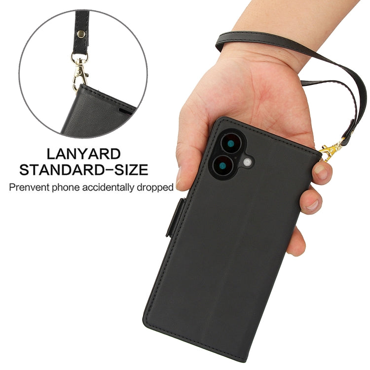 For iPhone 16 Side Buckle RFID Anti-theft Leather Phone Case(Black)