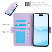 For iPhone 16 Plus Side Buckle RFID Anti-theft Leather Phone Case(Light Purple)