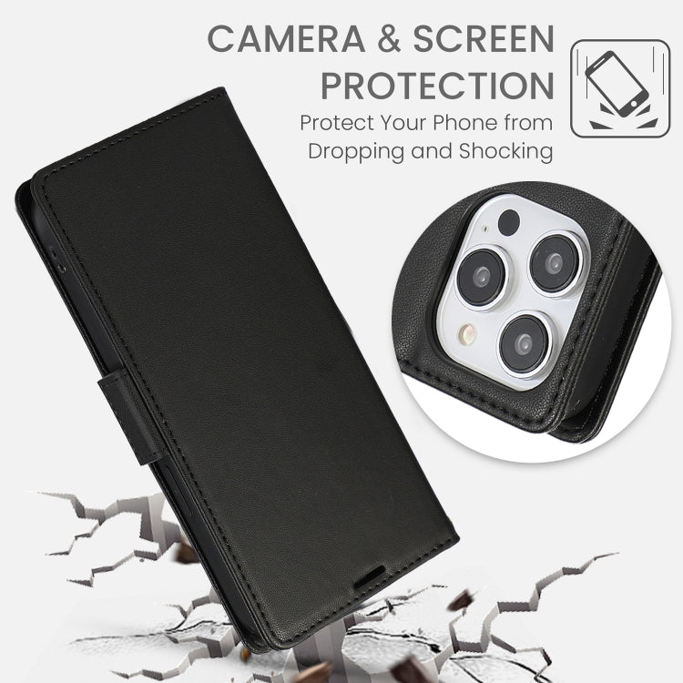 For iPhone 16 Pro Side Buckle RFID Anti-theft Leather Phone Case(Black)