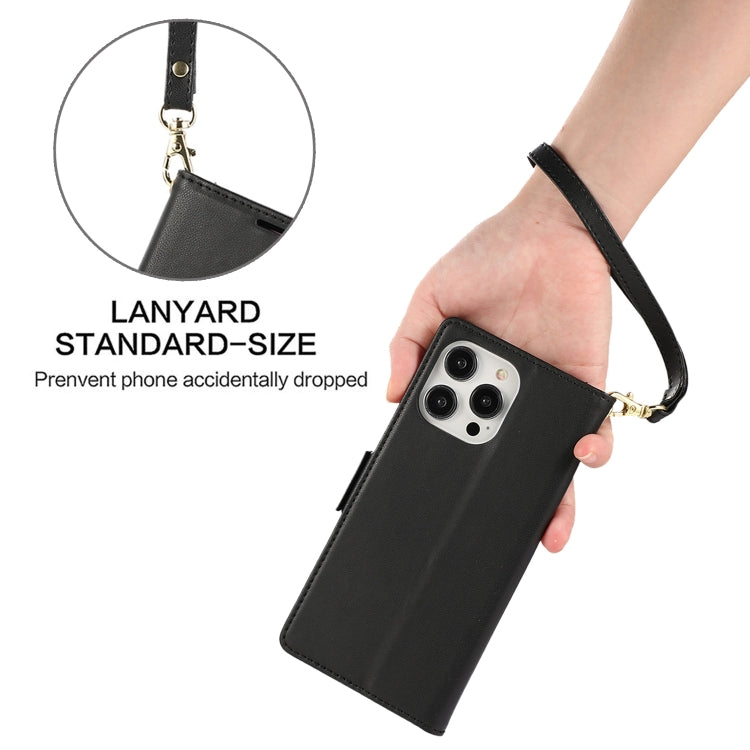 For iPhone 16 Pro Side Buckle RFID Anti-theft Leather Phone Case(Black)