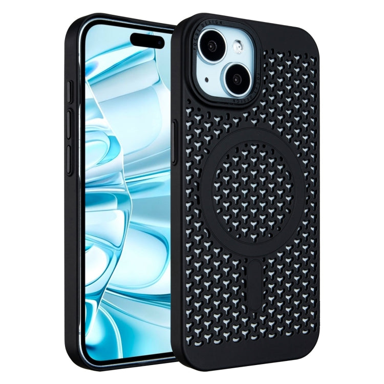 For iPhone 16 Plus Ice Feeling Cooling MagSafe Magnetic Phone Case(Black)