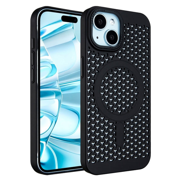 For iPhone 16 Plus Ice Feeling Cooling MagSafe Magnetic Phone Case(Black)