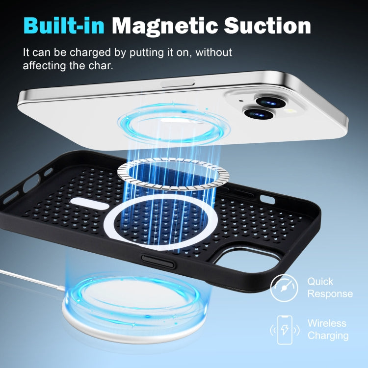 For iPhone 16 Plus Ice Feeling Cooling MagSafe Magnetic Phone Case(Black)