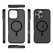For iPhone 16 Plus Skin Feel Frosted MagSafe Magnetic Phone Case(Transparent Black)
