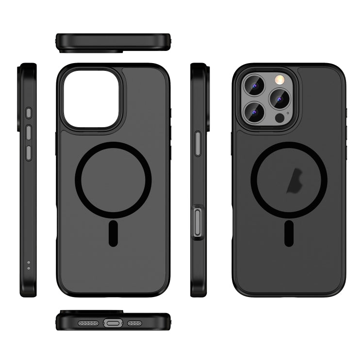 For iPhone 16 Skin Feel Frosted MagSafe Magnetic Phone Case(Transparent Black)