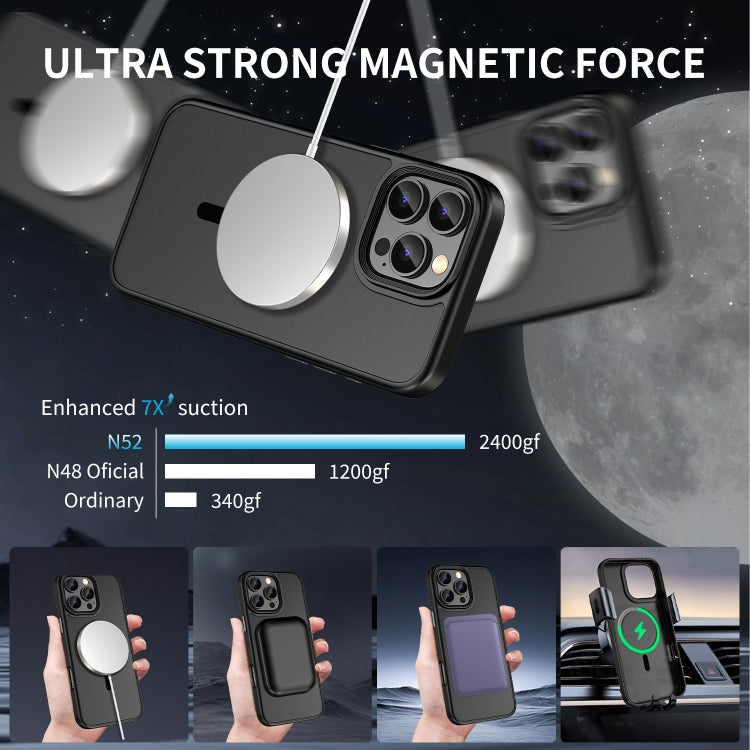 For iPhone 16 Plus Skin Feel Frosted MagSafe Magnetic Phone Case(Transparent Black)