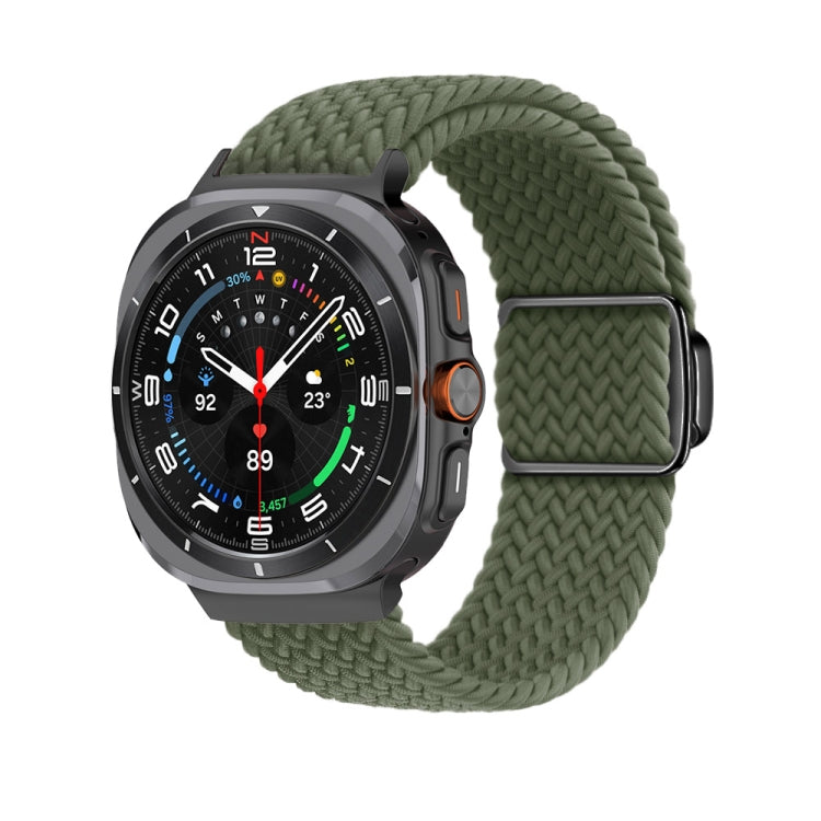 For Samsung Galaxy Watch Ultra 47mm Nylon Loop Magnetic Buckle Watch Band(Dark Olive)
