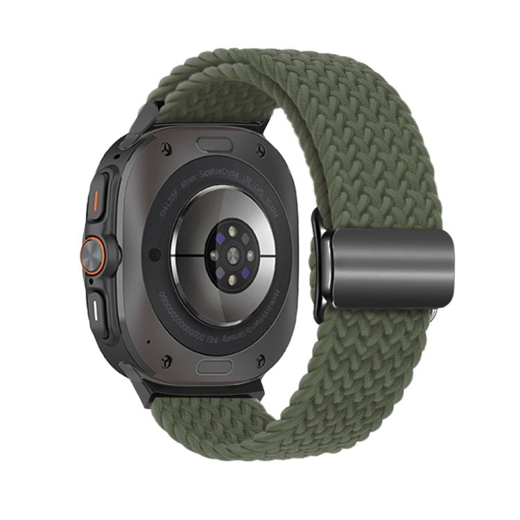 For Samsung Galaxy Watch Ultra 47mm Nylon Loop Magnetic Buckle Watch Band(Dark Olive)