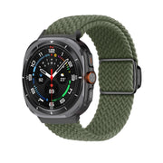 For Samsung Galaxy Watch Ultra 47mm Nylon Loop Magnetic Buckle Watch Band(Dark Olive)