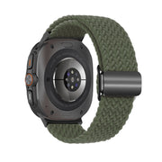 For Samsung Galaxy Watch Ultra 47mm Nylon Loop Magnetic Buckle Watch Band(Dark Olive)