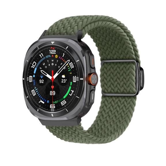 For Samsung Galaxy Watch Ultra 47mm Nylon Loop Magnetic Buckle Watch Band(Dark Olive)