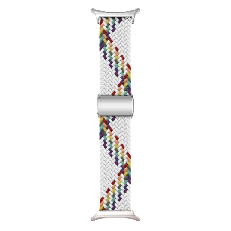 For Samsung Galaxy Watch Ultra 47mm Nylon Loop Magnetic Buckle Watch Band(White Rainbow)