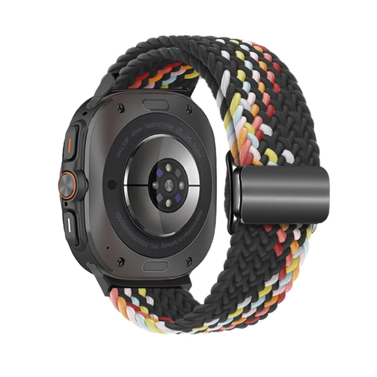 For Samsung Galaxy Watch Ultra 47mm Nylon Loop Magnetic Buckle Watch Band(Black Rainbow)
