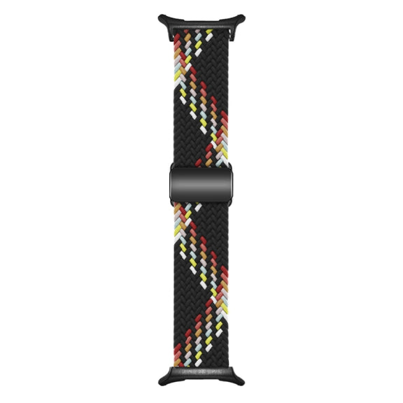 For Samsung Galaxy Watch Ultra 47mm Nylon Loop Magnetic Buckle Watch Band(Black Rainbow)