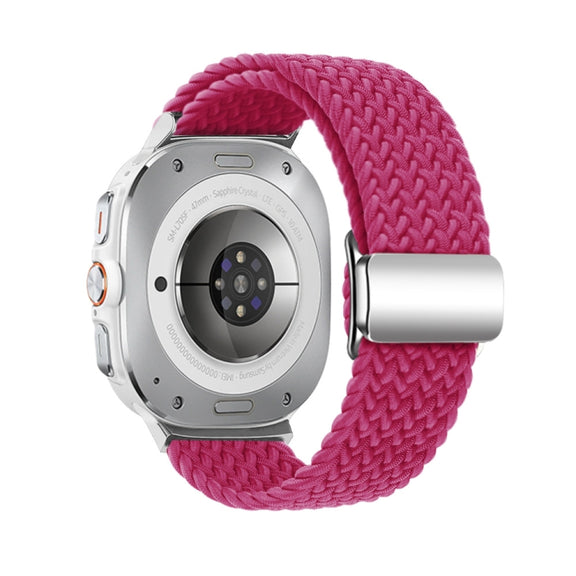 For Samsung Galaxy Watch Ultra 47mm Nylon Loop Magnetic Buckle Watch Band(Raspberry)