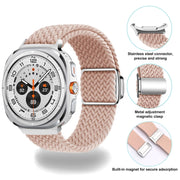 For Samsung Galaxy Watch Ultra 47mm Nylon Loop Magnetic Buckle Watch Band(White Rainbow)