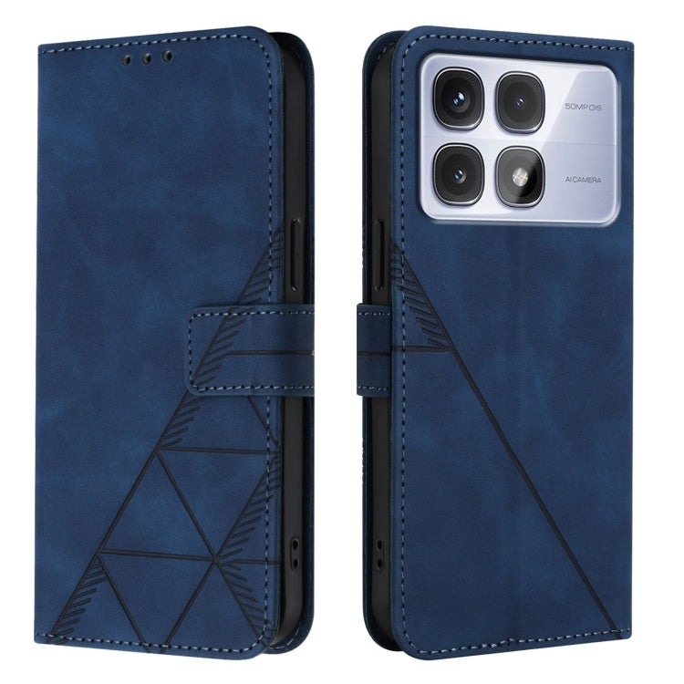 For Redmi K70 Ultra 5G Global Crossbody 3D Embossed Flip Leather Phone Case(Blue)