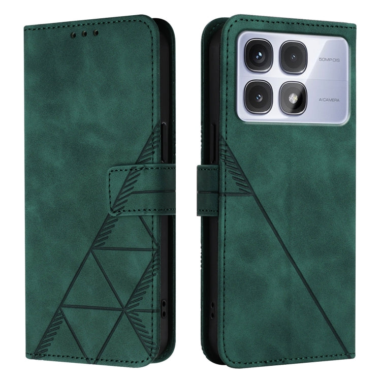 For Redmi K70 Ultra 5G Global Crossbody 3D Embossed Flip Leather Phone Case(Green)