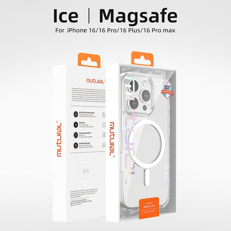 For iPhone 16 Plus Mutural Ice Series MagSafe Magnetic TPU Phone Case(Transparent)