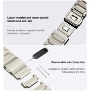 22mm I-shaped Magnetic Buckle Pure Titanium Watch Band(Titanium Silver)