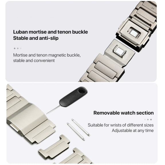 22mm I-shaped Magnetic Buckle Pure Titanium Watch Band(Titanium Silver)