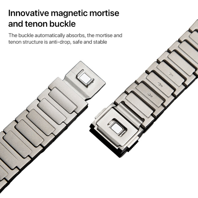 22mm I-shaped Magnetic Buckle Pure Titanium Watch Band(Titanium Silver)