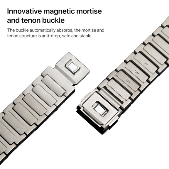 22mm I-shaped Magnetic Buckle Pure Titanium Watch Band(Titanium Silver)