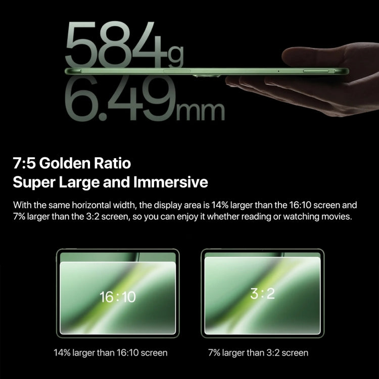 OnePlus Pad Pro 12.1 inch Tablet PC, 8GB+256GB, ColorOS 14.1 Qualcomm Snapdragon 8 Gen3 Octa Core(Green)
