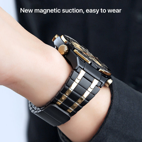 22mm AP Style Chain Magnetic Buckle Stainless Steel Watch Band(Grey Gold)
